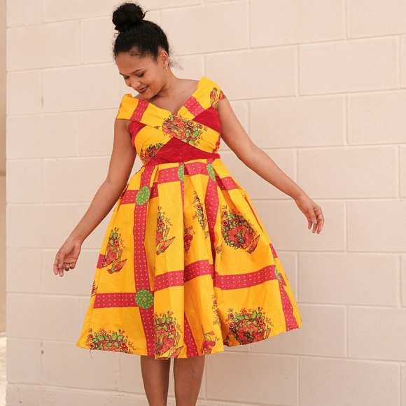 African print women dress off shoulder - Picture 7 of 7